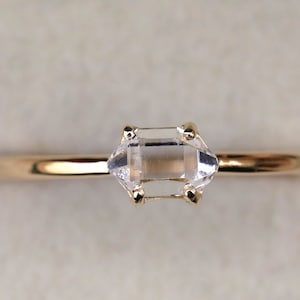 Herkimer Diamond Ring | Diamond Stacking Ring | Raw Gemstone Engagement Ring | Rough Diamond Gold Ring | Unique Raw Diamond Jewelry