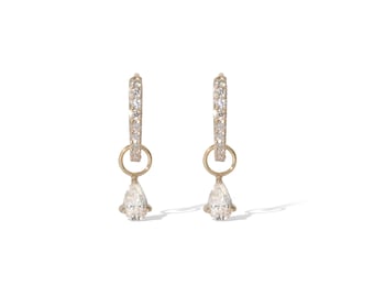 18K Gold Birne geschnittene Diamant-Ohrringe