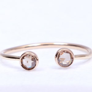 Dual rose cut diamond ring 9k/14k/18k dual rose cut diamond ring Gold dual diamond ring Dainty Diamond Ring Stacking Diamond Ring image 4