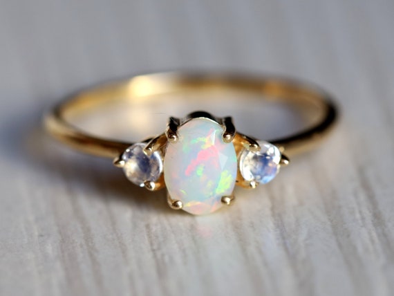 Fire opal deals ring etsy