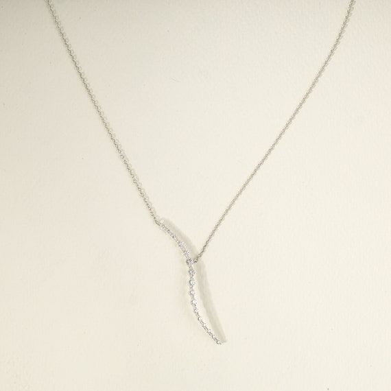 Buy 14K White Gold Diamond Necklace Dainty Minimal Necklace