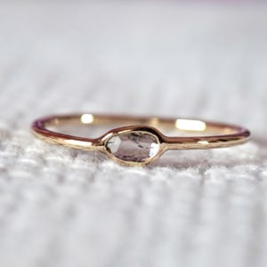 Dainty Polki Diamond, Rose Cut Slice Ring | Solid Gold Band | Polki Jewelry