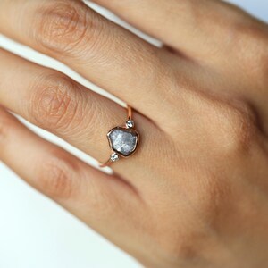 Gold Raw Diamond, 2 Carat Rough Ring | Handmade Solid Band | Uncut Stone Engagement, US 3-9