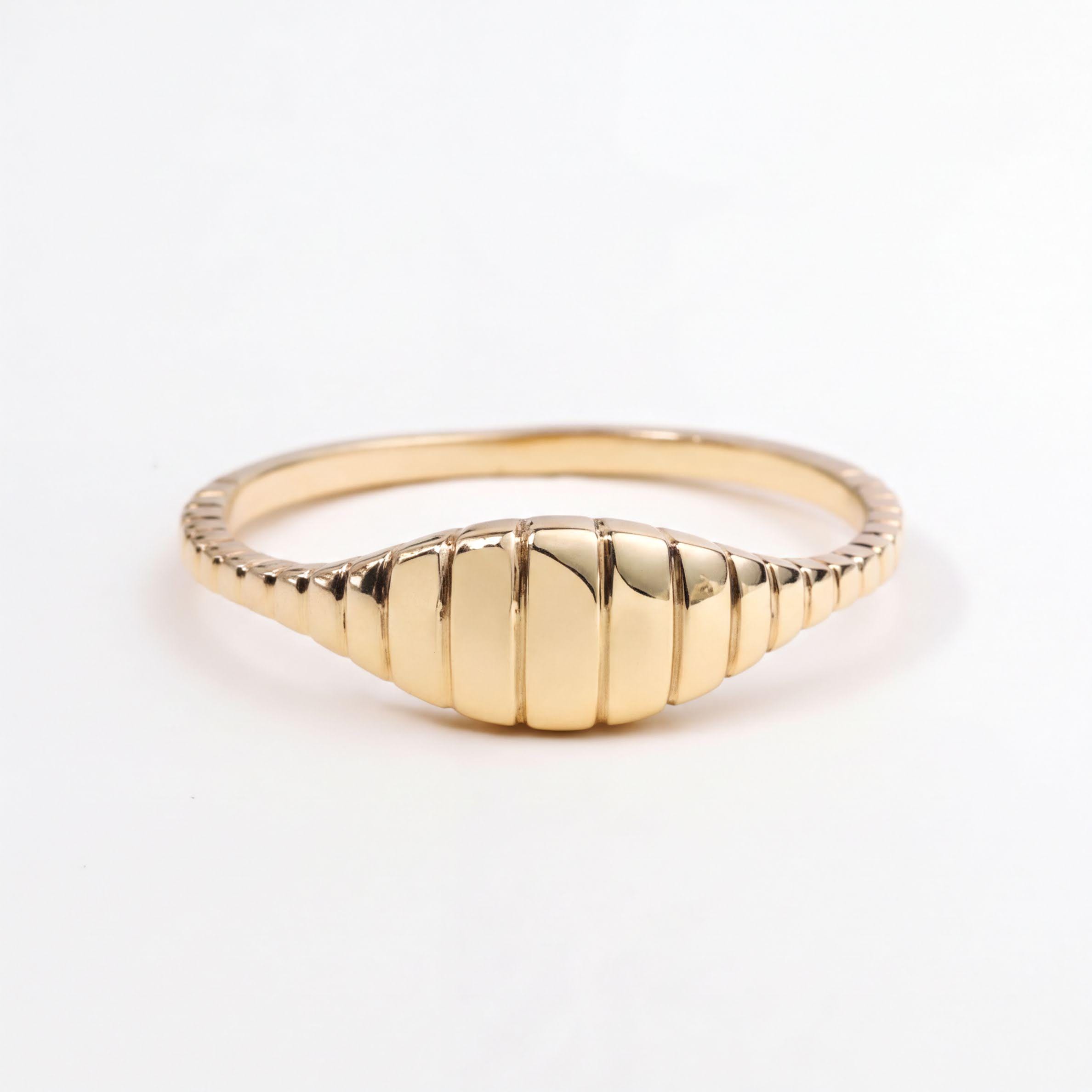 Croissant Dome Ring, Vintage-Inspired Chunky Design Solid Gold Anniversary Gift Her, Sizes 3-10