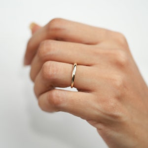 Dome wedding ring, Unique Stacking ring, Dainty Minimalist Gift ring for her to wear every day, solid gold ring