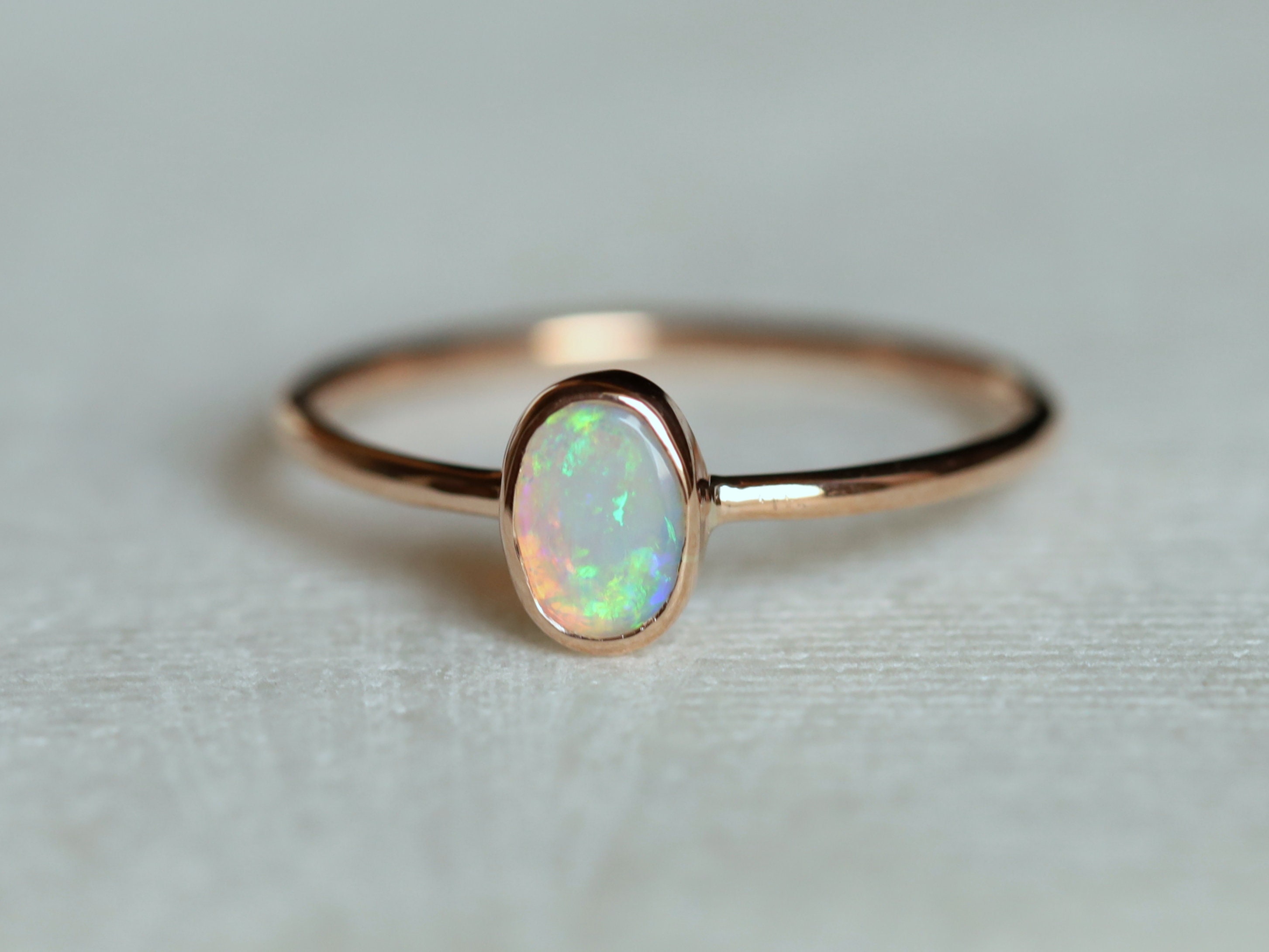 Gold Australian Opal Ring, October Birthstone Opal Ring, Cabochon Opal Ring,  Silver Opal Ring, Australian Opal, Fire Opal Ring - Etsy