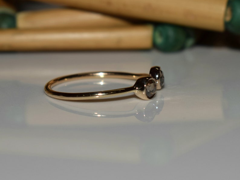 Dual rose cut diamond ring 9k/14k/18k dual rose cut diamond ring Gold dual diamond ring Dainty Diamond Ring Stacking Diamond Ring image 7