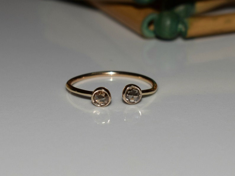 Dual rose cut diamond ring 9k/14k/18k dual rose cut diamond ring Gold dual diamond ring Dainty Diamond Ring Stacking Diamond Ring image 8