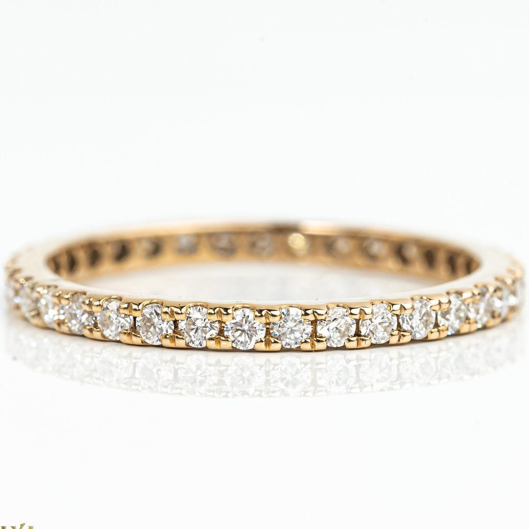 Diamond Eternity Band, 14K Gold Ring, Thin Stacking Anniversary Ring - Etsy