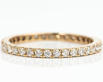 Diamond Eternity Band, 14K Gold Ring, Thin Stacking Anniversary Ring