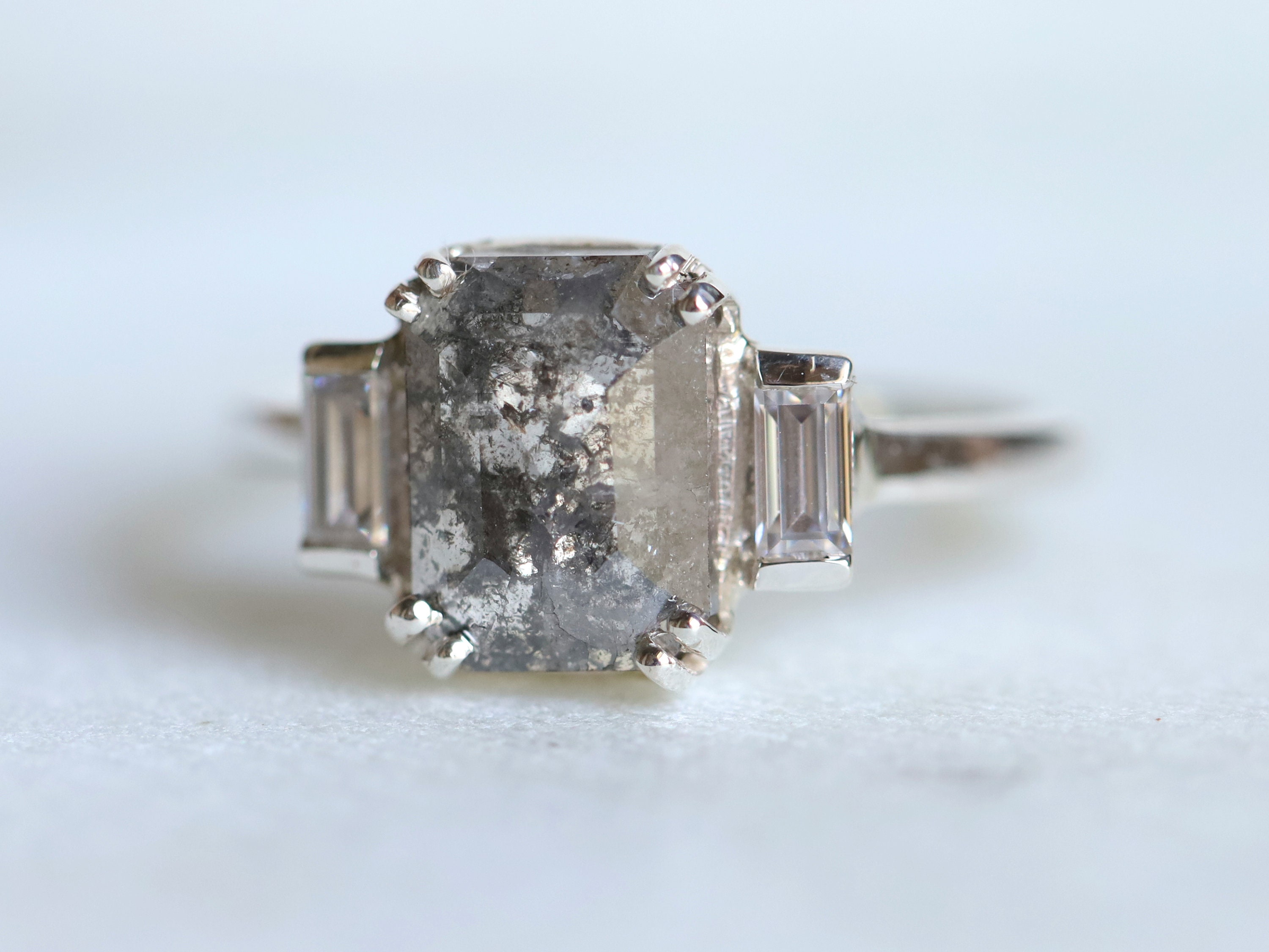 2 carat diamond ring Salt and pepper diamond Gray diamond | Etsy