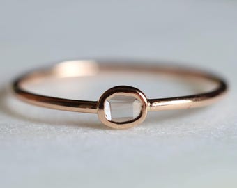Rose Cut Diamond Polki Ring - Solid Gold Stacking Jewelry