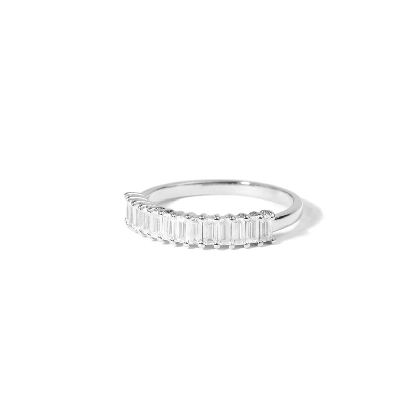 Baguette Lab Grown Diamond Wedding Band, 14k Gold Half Eternity Ring - Etsy