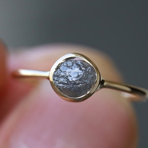 Gray Raw Diamond ring, Natural Diamond ring, Rough Diamond ring, Raw Diamond engagement ring, gold Diamond ring,