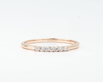 Dainty Diamond Stacking Ring, Thin Minimalist Band