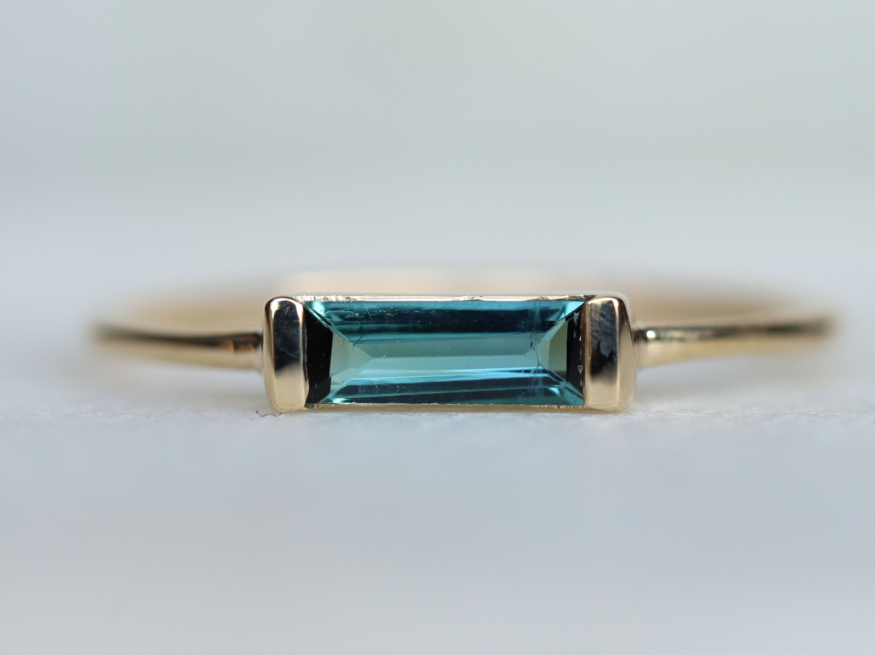 Blue Tourmaline Baguette Ring Tourmaline Ring Baguette