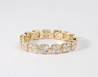 14K Yellow Gold Diamond Eternity Band, Squire Cluster Wedding Ring