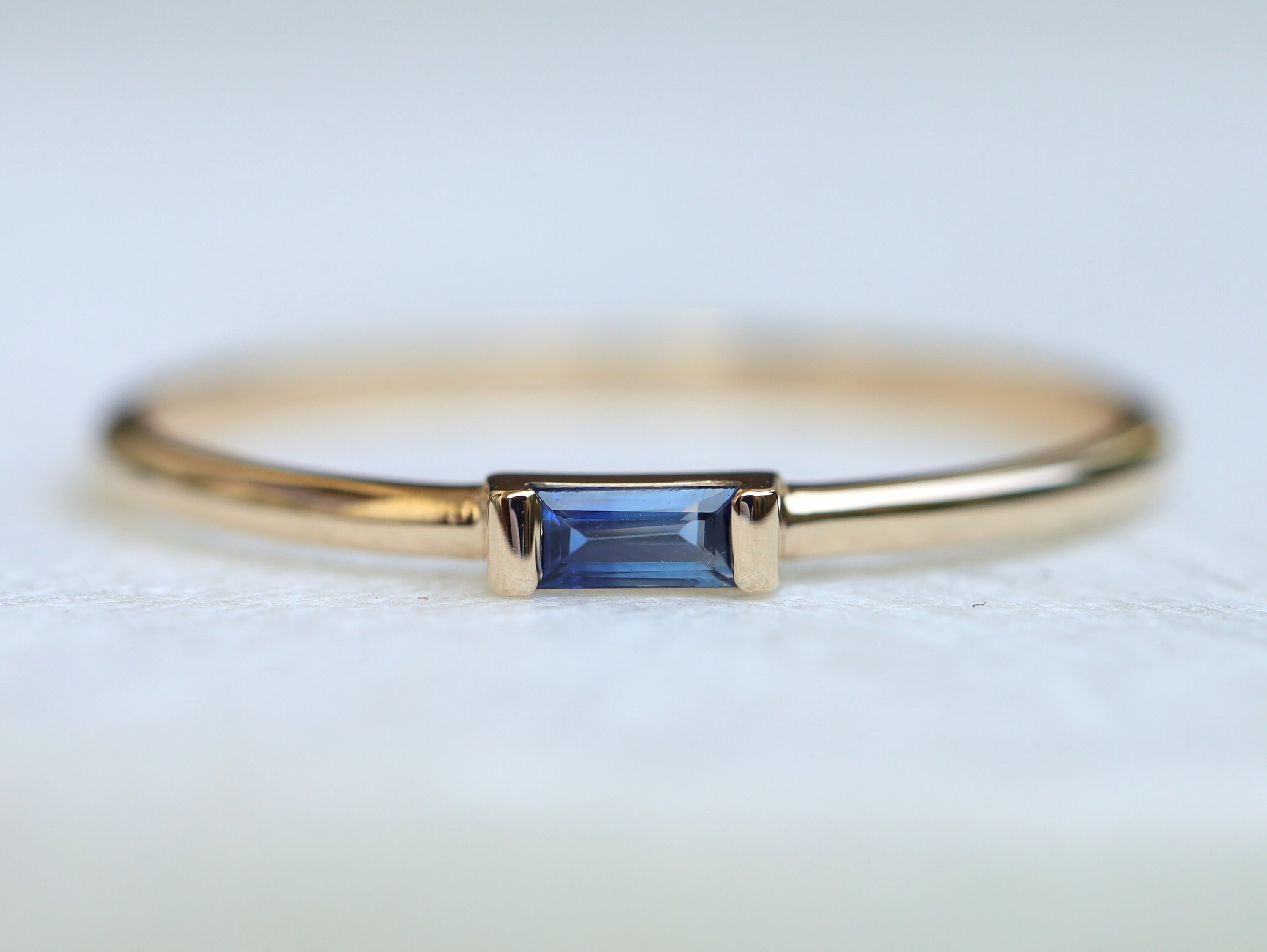 Blue sapphire baguette ring best sale