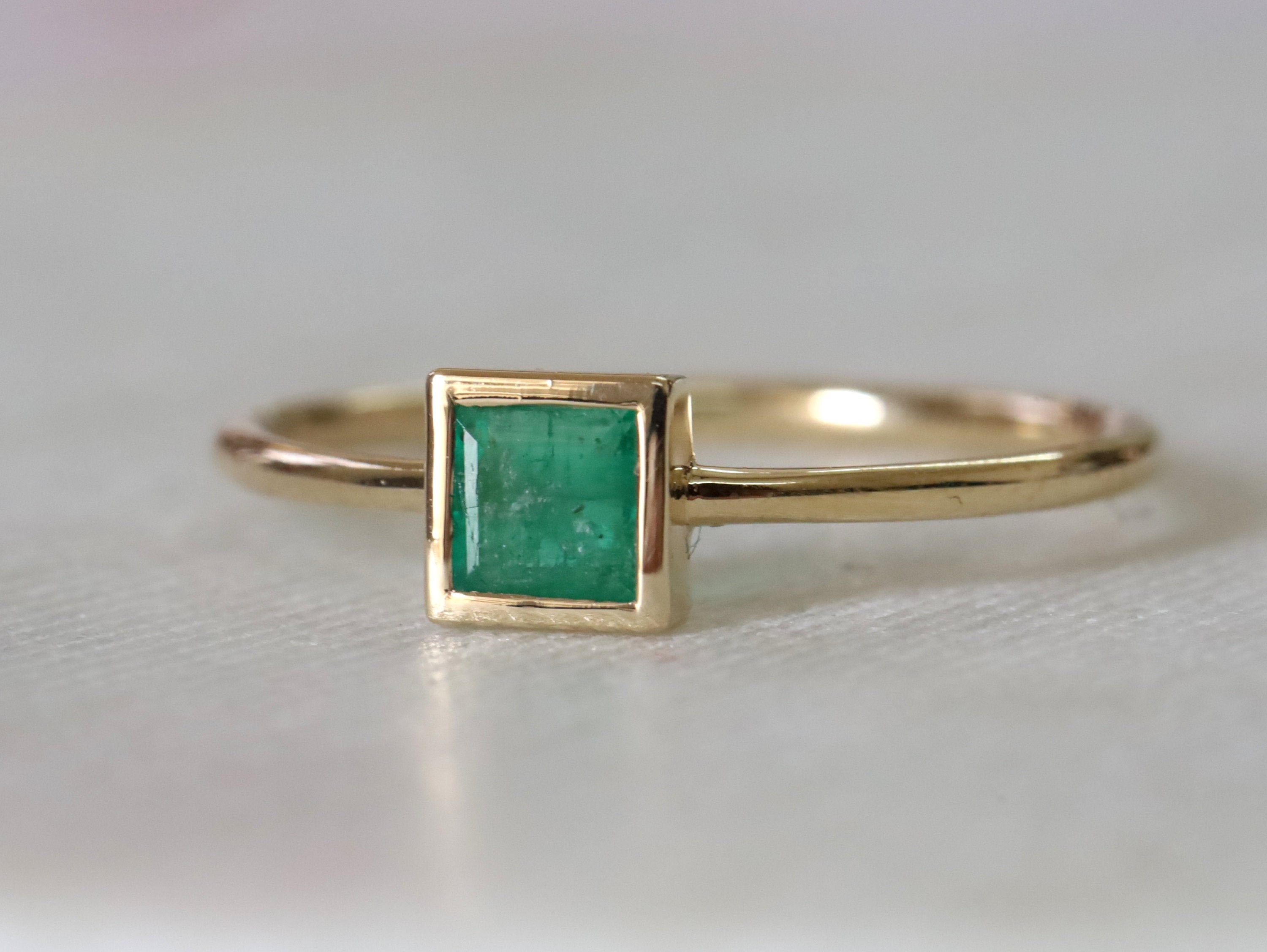 Emerald Ring Stacking Ring Emerald Stacking Ring Square - Etsy