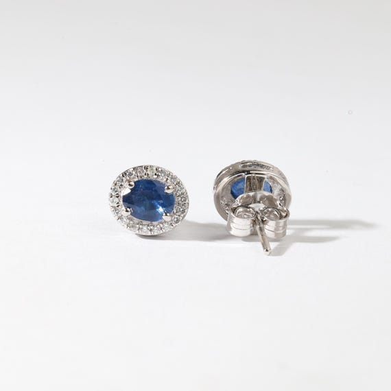 【最高級】天然 サファイア ダイヤモンド ピアス スタットピアス 大迫力 永遠の輝き 国内生産 最高級品質 K18WG・6.38ct 刻印有 18金 ブルーサファイア ダイヤモンド イヤリング スタッド ゴールド | 天然