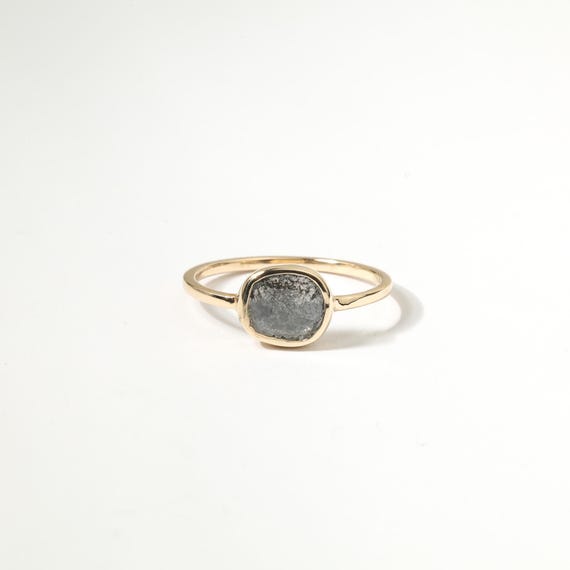 Polki Engagement Ring: Gray Slice Diamond - 9K Yellow Gold