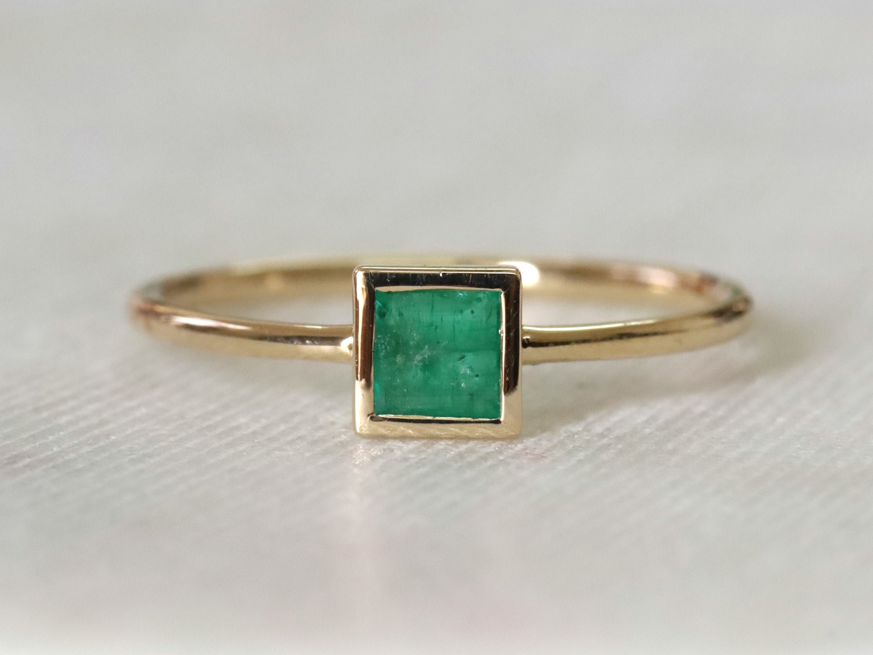 Emerald Ring Stacking Ring Emerald Stacking Ring Square | Etsy