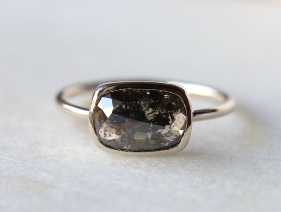 3 Carat Salt and Pepper Diamond Ring Gray Diamond Ring Grey