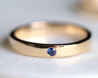 Blue sapphire wedding band, wedding ring, 3 mm wedding band, sapphire band, sapphire wedding ring, dainty ring women, Sapphire band