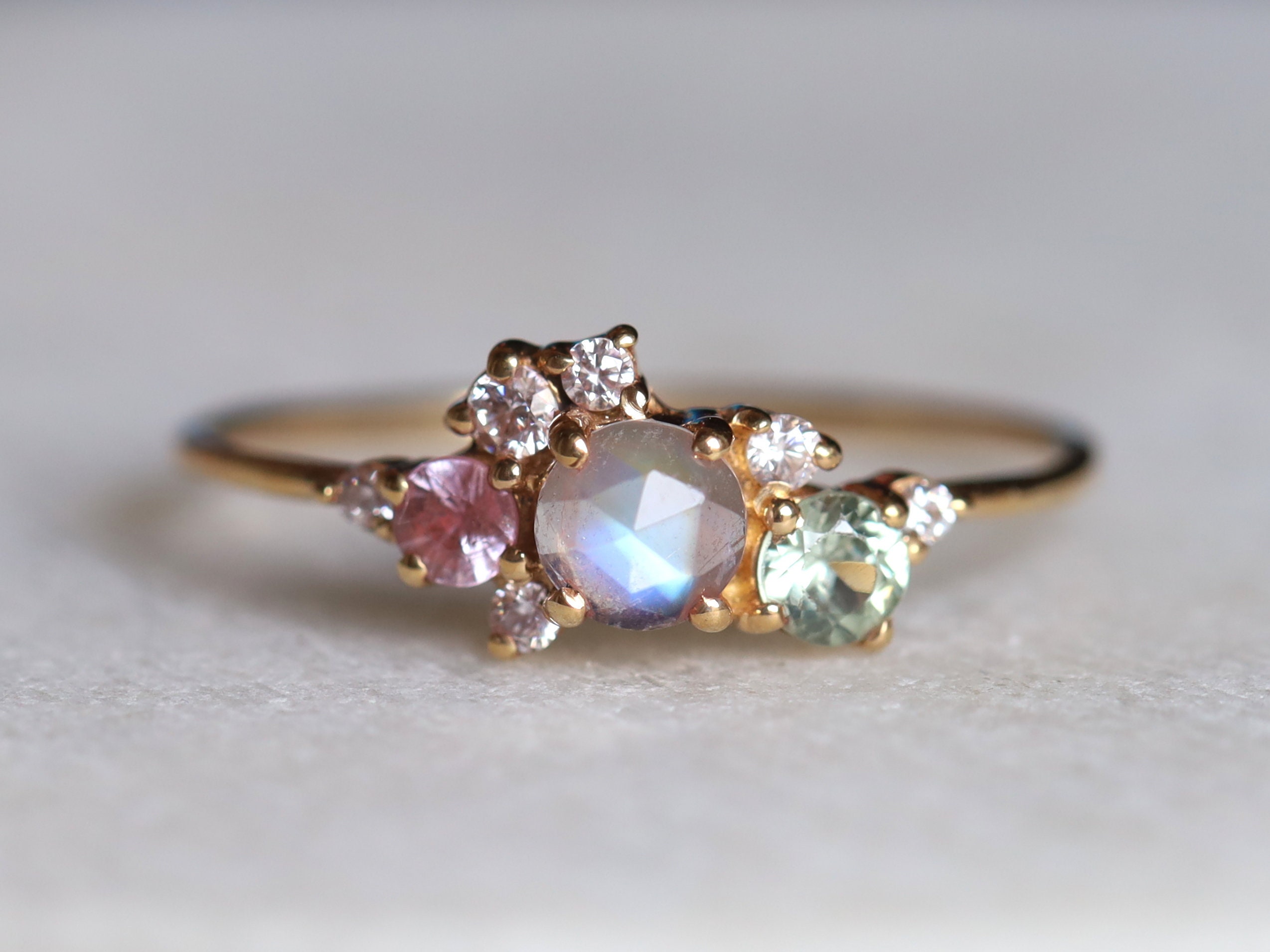Buy Cluster Engagement Ring Moonstone Engagement Ring Rainbow