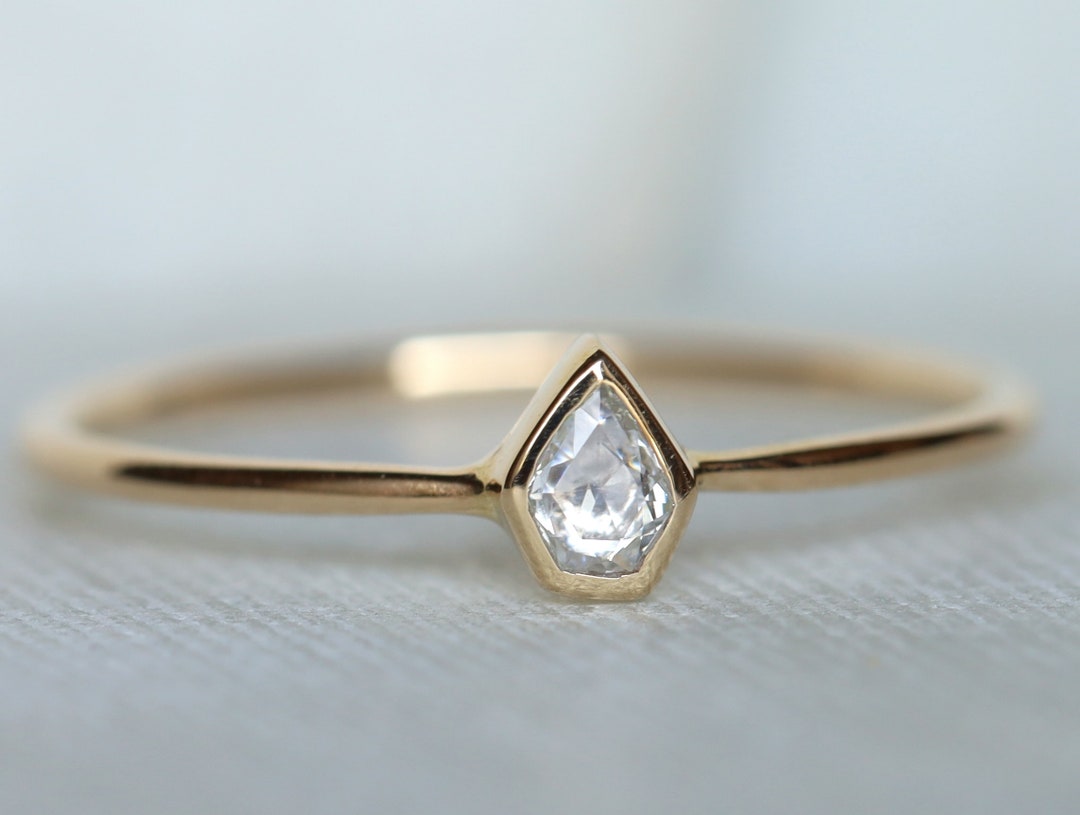 Diamond Ring, Diamond Stacking Ring, Gold Diamond Ring, Triangle ...