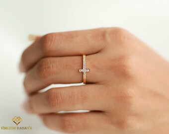 14k massivt guld diamant korsring, andliga smycken