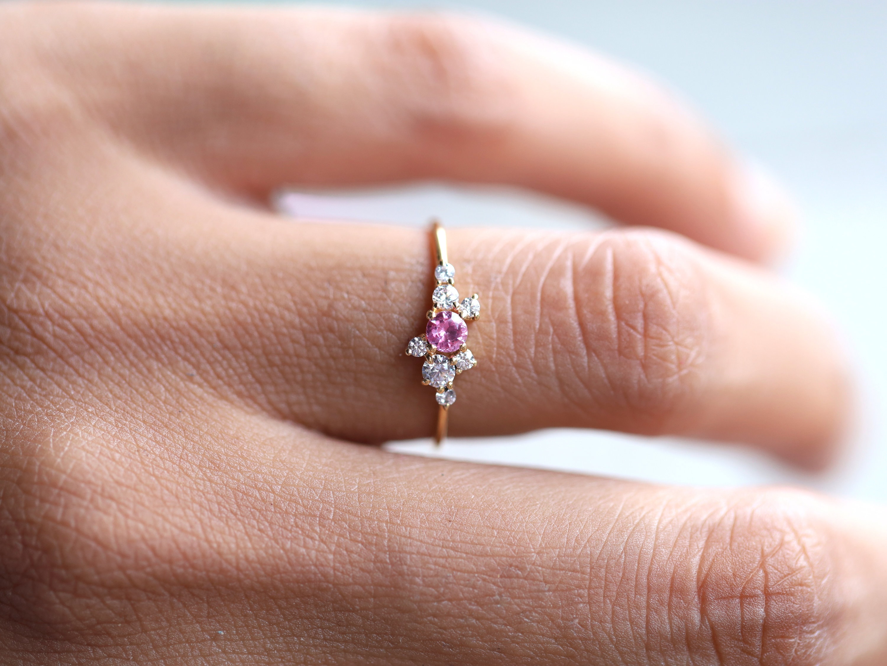 Pink sapphire shop cluster ring