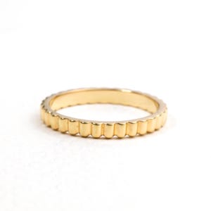 Textured Gold Wedding Band | 14K Solid Gold Stacking Ring, Minimalist Eternity Band, Dainty Gold Ring, Sterling Silver Gift for Her
