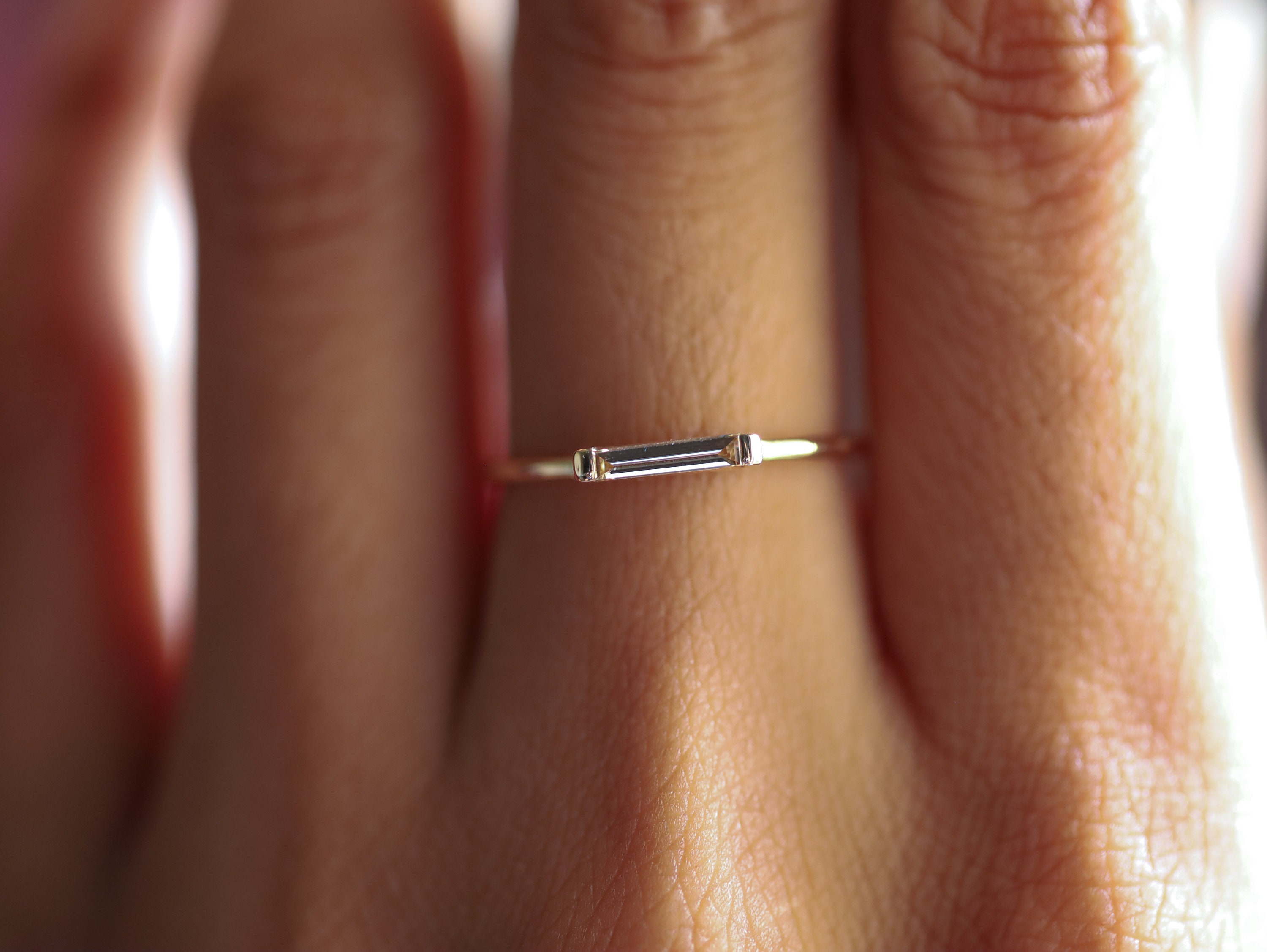 Baguette diamond stacking ring deals