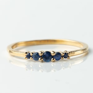 Dainty Blue Sapphire Ring 14K Gold | Minimalist Stacking Eternity Ring | Thin Solid Gold Vintage Style | Best Gifts for Her by Vimleshbadaya
