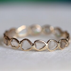 Sliced Diamond Polki Eternity Ring, Rose Cut Wedding Band