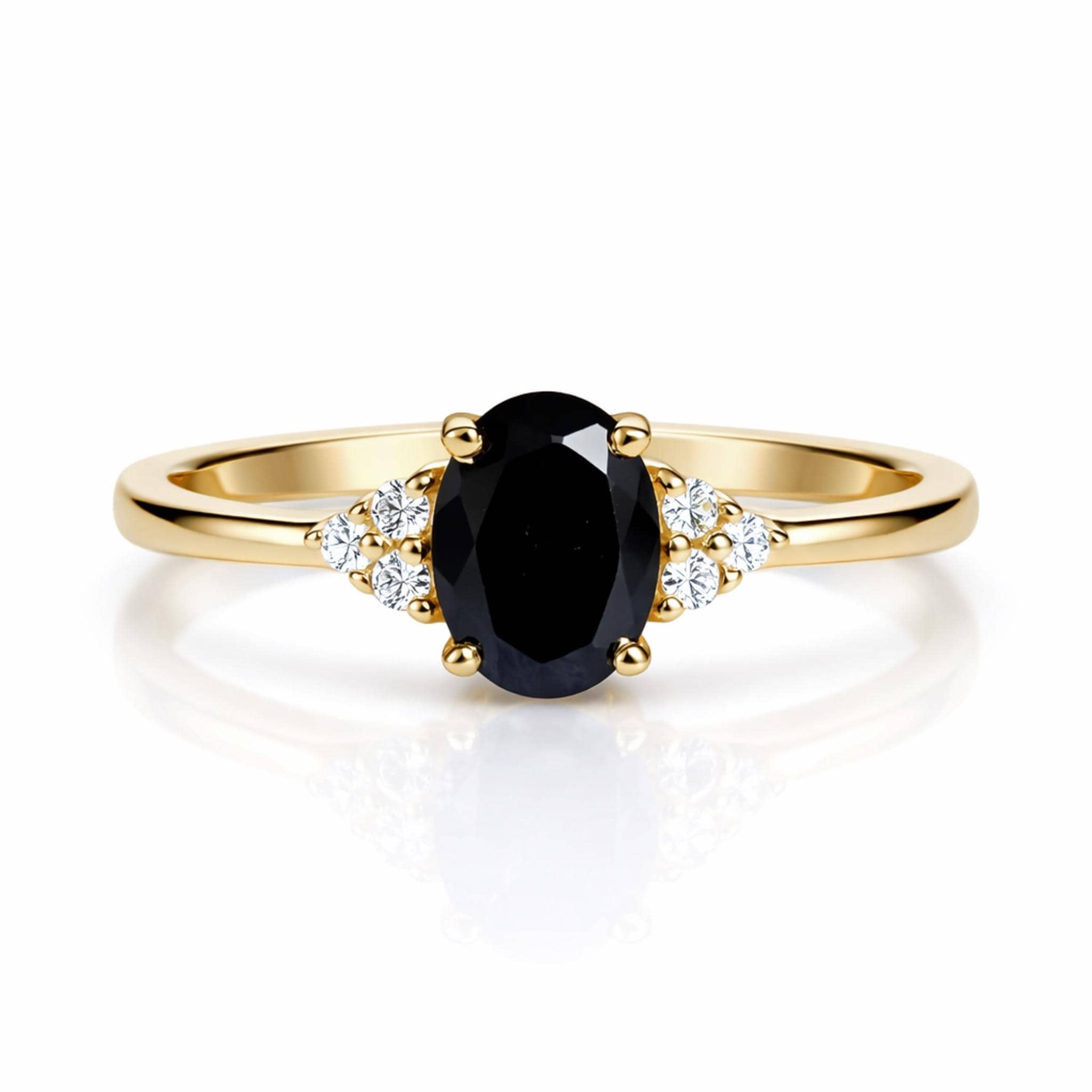 ブラックダイヤモンドの婚約指輪 | ゴールド製スリーストーン1カラット 