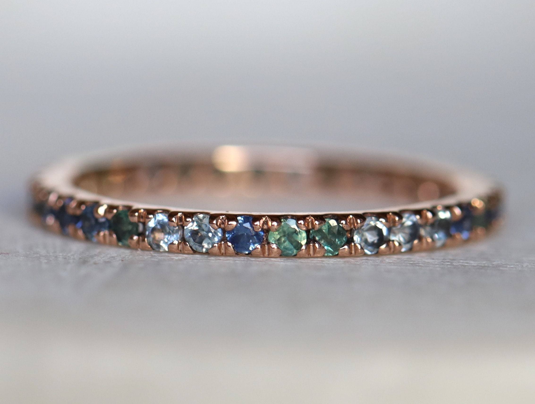 Alexandrite Aquamarine and Blue Sapphire Full eternity ring Etsy