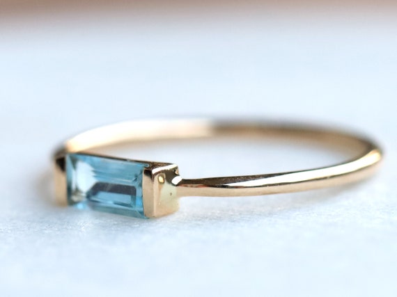 Aquamarine Baguette Ring Aquamarine Ring Baguette Aquamarine