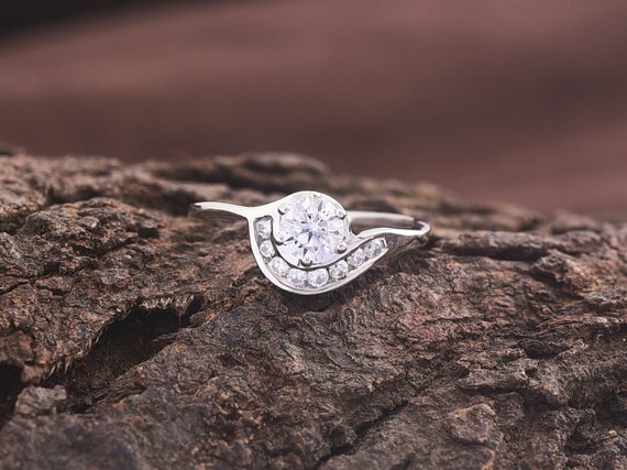 Forever Moissanite Engagement Ring for Women Diamond and Moissanite Ring Gold Diamond Engagement Ring in White Gold Etsy