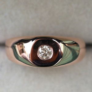 Fathers day gift, Diamond signet ring, Gold Signet Ring, Diamond Wedding Band, Womens signet ring, Men&#39;s Wedding Ring, Wedding Band