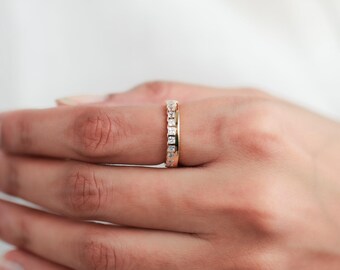 Herren Solid Gold Diamant Ehering | Princess Cut Ring, E-F/VS