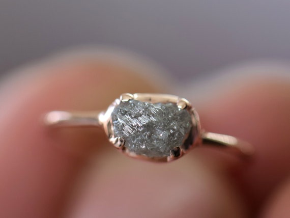 Avens Asymmetrical Raw Diamond with Champagne Ombré Ring .75ct - Bario Neal
