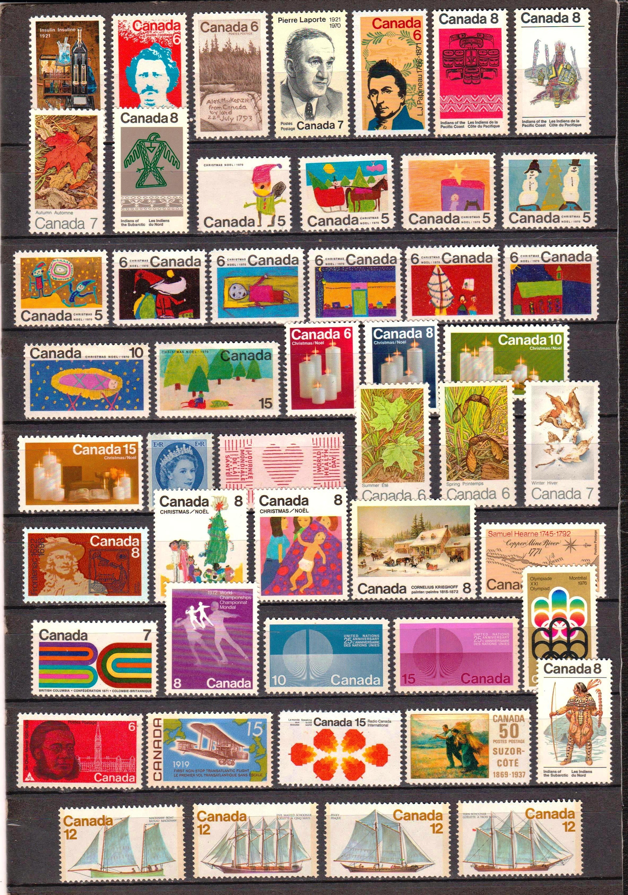 Canada one page collection of stamps 1960 1970s unused. Etsy