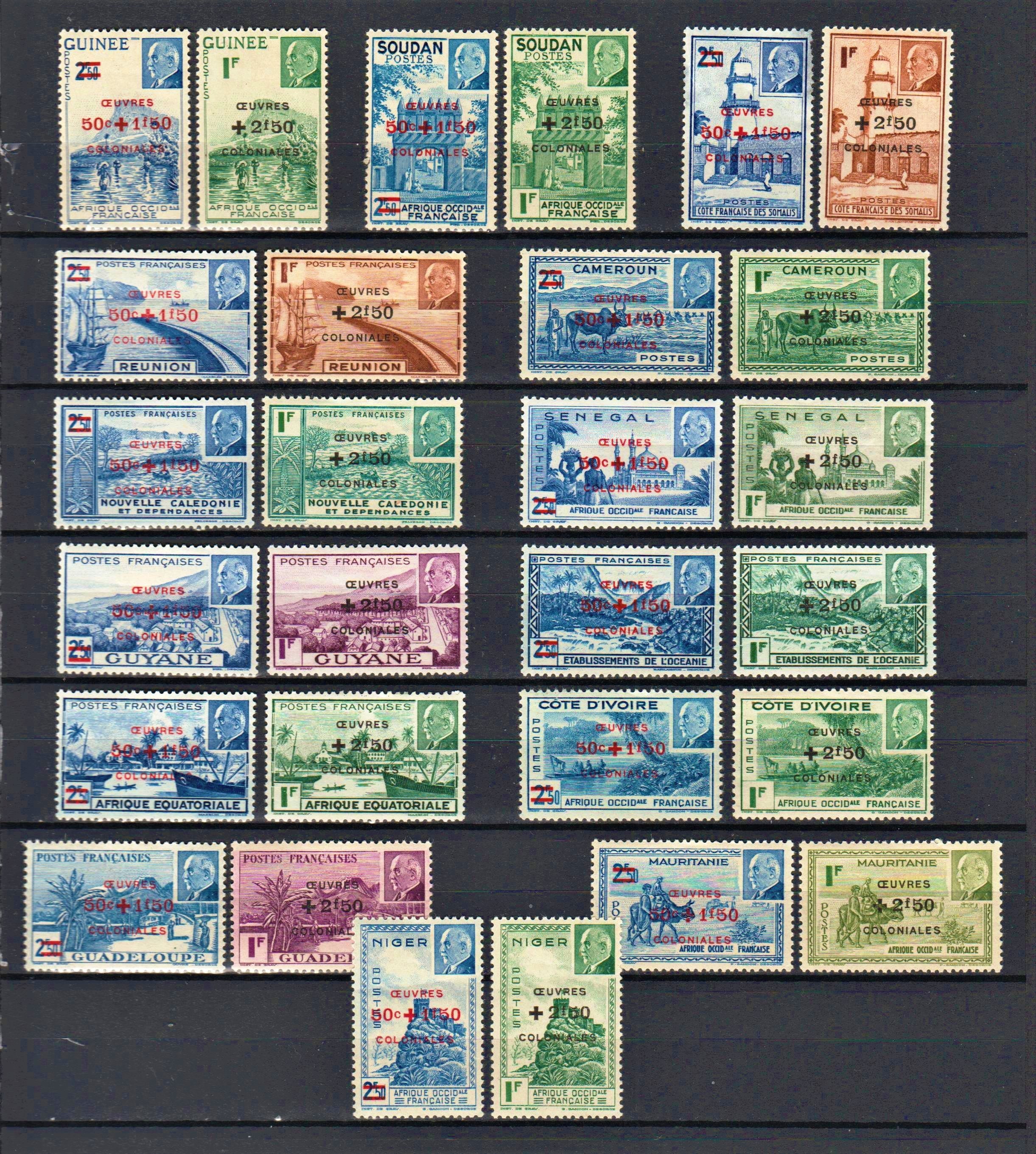 French colonies different overprinted stamps 1944 unused. Etsy