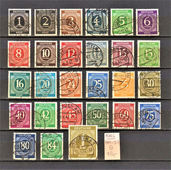 Germany vintage stamps 1946 complete set used. 192a Etsy