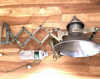Vintage Industrial Brushed Nickel Accordion Scissor Wall Lamp