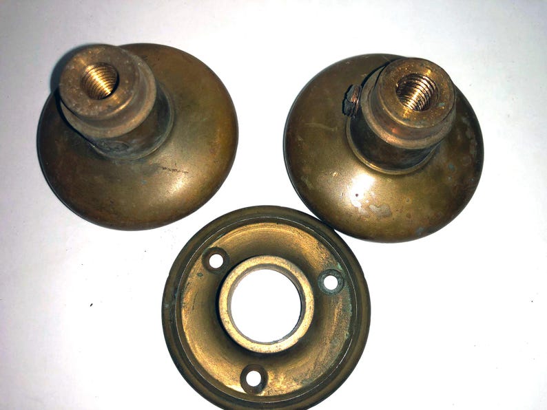 Antique Solid Brass Door Knobs & Rosette Escutcheon - Set of 2 bild 3