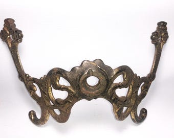 Antique Brass Victorian Hall Tree Hook Hanger