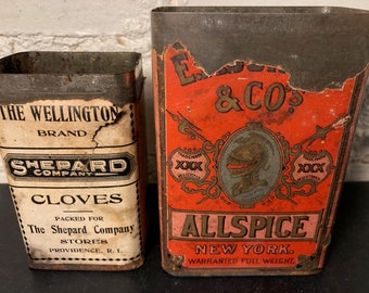 Antique Spice Tin Cans